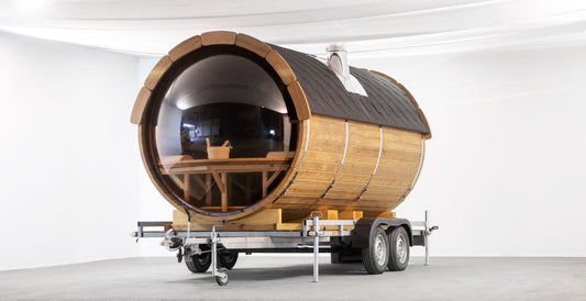 3.5m Globed thermo wood barrel sauna with trailer with delivery & instillation inc